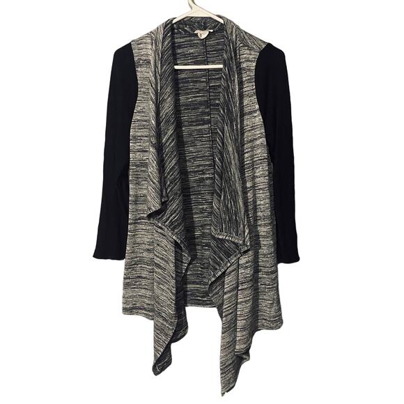 R2D Black & Gray Color Block Waterfall Draped Front Opened Cardigan Women Sz S - Picture 1 of 7